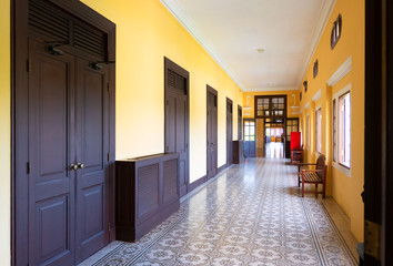 Vintage yellow room interior , the beautiful yellow building .