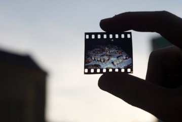 Holding a film negative