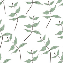 Beautiful and elegant flowers buds on the white background. Vector seamless pattern with flowers. watercolor fabric design