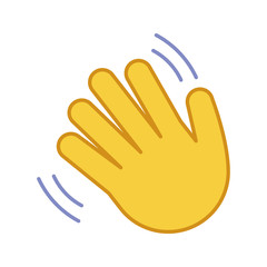 Waving hand gesture emoji color icon