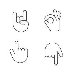 Obraz premium Hand gesture emojis linear icons set