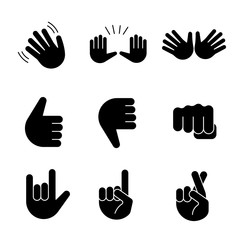 Hand gesture emojis glyph icons set