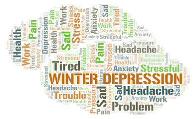Fototapeta premium Winter Depression word cloud.