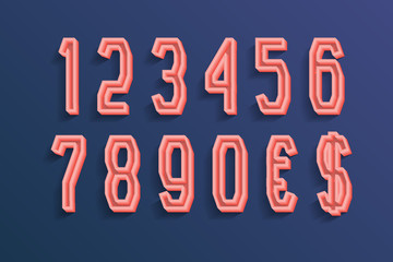 Perfect numbers with currency signs in 3d urban style.