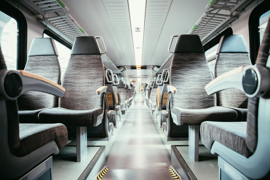 Interior Of A Public Transport Train, Empty Seats