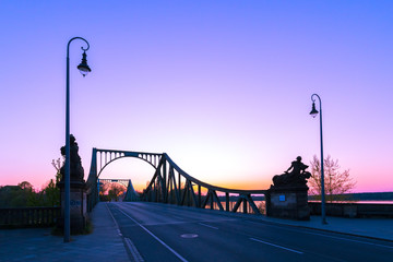 Glienicker Bridge in Berlin, colorful evening scenery