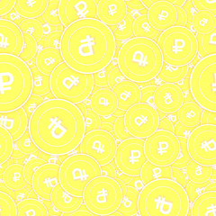 Russian ruble gold coins seamless pattern. Creativ