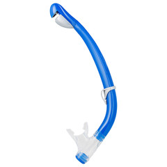 blue breathing tube for diving, on a white background