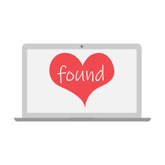 heart with found text. to found for love.
