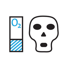 oxygen reduction and death symbol. vector design illustration.