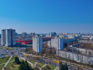 Aerial view of Minsk, Belarus near Vostok district