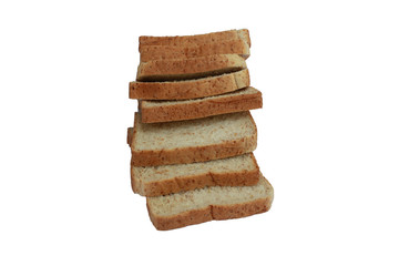 Sliced whole wheat bread on a white background - Image