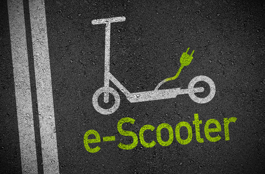 Asphalt mit e-Scooter