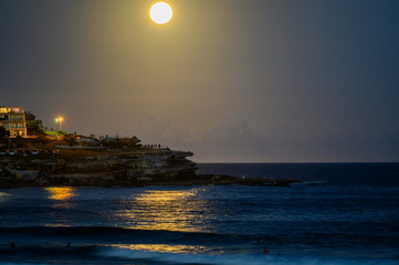 Full Moon Rising over Bondi Beach, Sydney, Australia