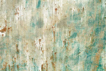 Old green rusty wall, grungy background or texture