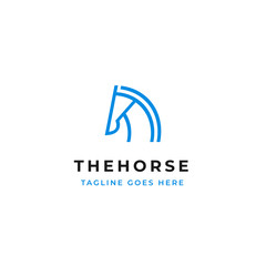 horse head line art vector logo design. simple outline icon design.