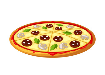 Illustration of stylized pizza.