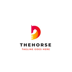 creative horse head vector logo design with letter D symbol icon design.