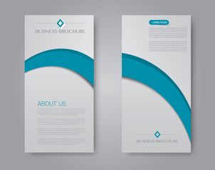 Flyer template. Vectical banner design. Modern abstract two side brochure background. Vector illustration. Blue color.