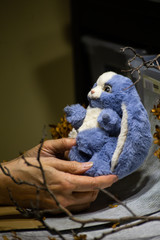 cute blue handmade rabbit