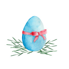 Watercolor set of easter eggs and twigs