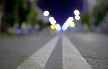 Dividing strip on a city street.