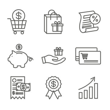 Customer Rewards Icon Set - Shopping Bag and Discount Images