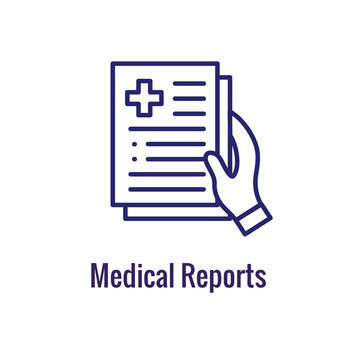 Medical Report outline or line flat vector icon - mobile application or button design - Vector design logo for mobile app