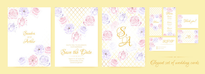 Floral Wedding Invite in Pastel Colors.