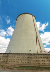 Thermal power station, industrial landscape with big chimney.