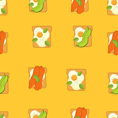 Seamless food pattern. Flat food seamless pattern.