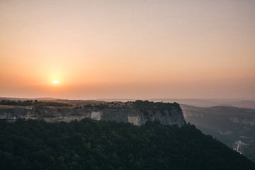 sunset in the mountains in Crimea