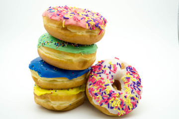 assorted rising stack of delicious donuts
