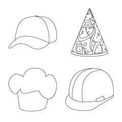 Vector design of headgear and napper logo. Collection of headgear and helmet stock vector illustration.