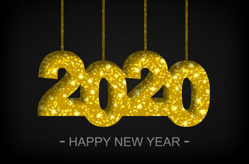 Happy New Year 2020 - greeting card, flyer, invitation - vector