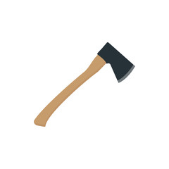 Ax with wooden handle isolated on white background. Vector illustration