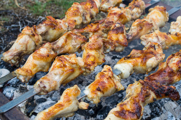 Chicken wings in the fire