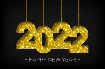 Happy New Year 2022 - greeting card, flyer, invitation - vector