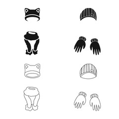 Vector design of clothes  and texture symbol. Set of clothes  and weather  vector icon for stock.