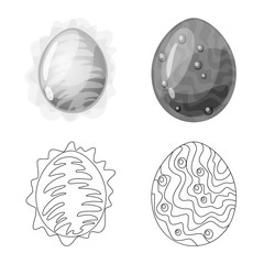 Vector illustration of animal and prehistoric sign. Set of animal and cute  stock symbol for web.