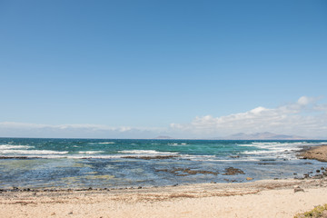 Fototapeta na wymiar fuerteventura spain atlantic side ocean blue water blue sky 