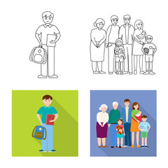 Vector design of character and avatar  symbol. Collection of character and portrait vector icon for stock.