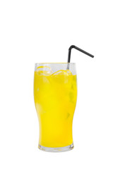 Summer yellow cocktail on isolated white background