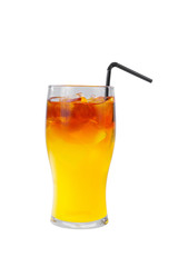 Summer yellow cocktail on isolated white background