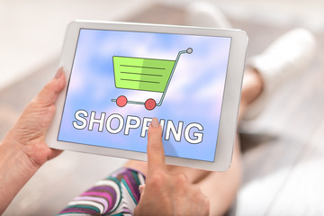Shopping concept on a tablet