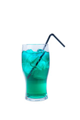 Summer blue cocktail on isolated white background