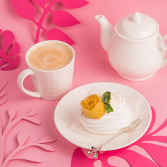 Delicate light low-calorie natural dessert from meringue - pavlova