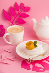 Delicate light low-calorie natural dessert from meringue - pavlova