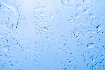Picture Inside of water rain drops on car window glass