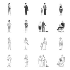 Vector illustration of character and avatar  sign. Set of character and portrait stock vector illustration.